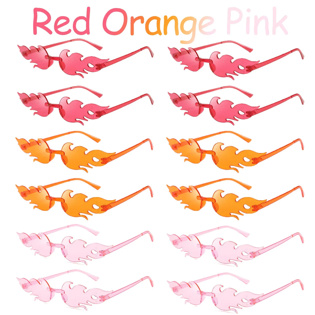 12-120 Pcs Red Fire Flame Glasses Fire Shape Sunglasses Fire Sunglasses Party Decor for Summer Shower Wedding Halloween Cosplay