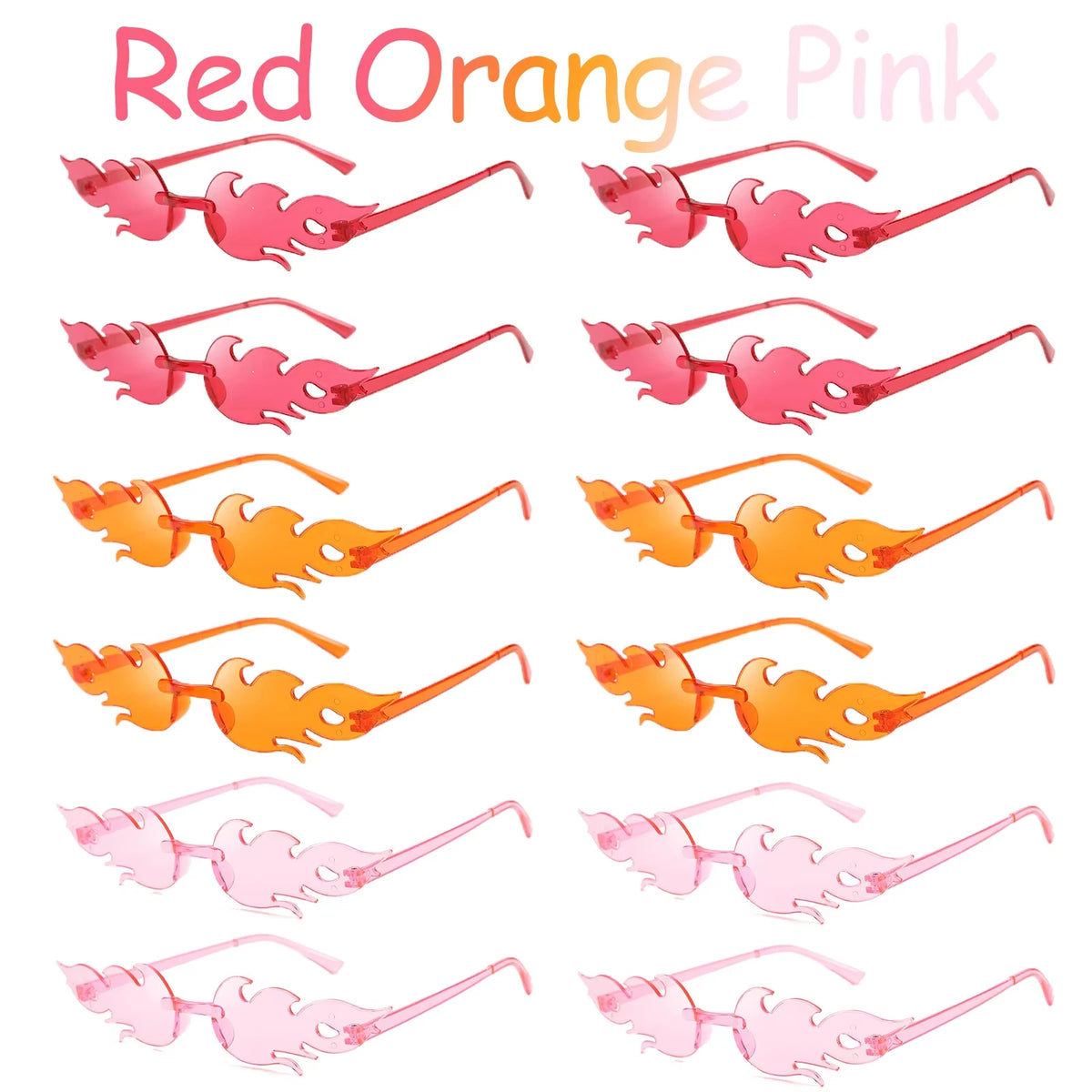 12-120 Pcs Red Fire Flame Glasses Fire Shape Sunglasses Fire Sunglasses Party Decor for Summer Shower Wedding Halloween Cosplay