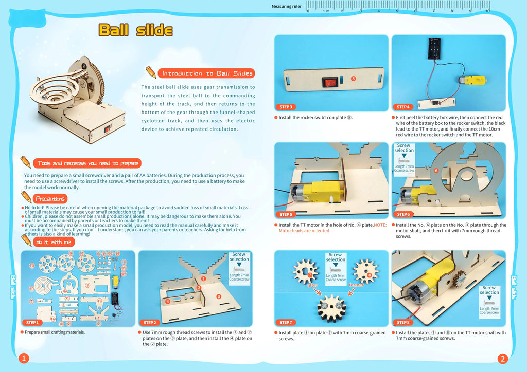 DIY Assemble Mechanical Marble Run Gear Model Technology Kit Children Science Toys Teaching Material for Kids Learning