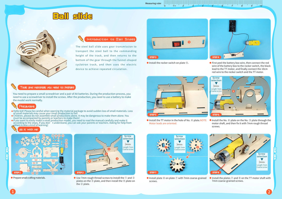 DIY Assemble Mechanical Marble Run Gear Model Technology Kit Children Science Toys Teaching Material for Kids Learning