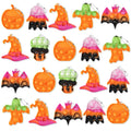 6/12Pcs Halloween Mini Pop Keychain Ghost Pumpkin Witch Hat Ornaments Halloween Party Goodie Bags Stuffer Trick or Treat Toy