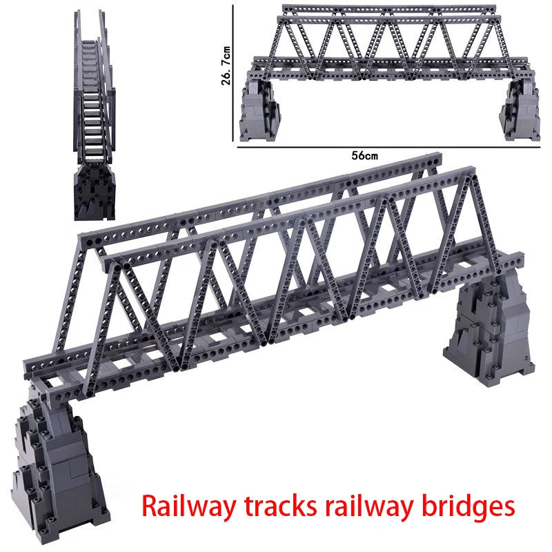 City Trains DIY Building Blocks Straight Curved Rail Bricks Parts Bridge Tunnel Model Soft Flexible Cross Tracks Railway MOC Toy
