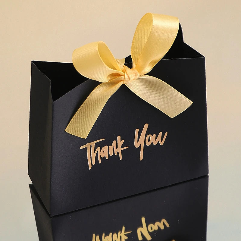 10 Mini Gift Boxes/Gift Bags with Gold Ribbon and Thank You Text Design, Available in Various Colors, Perfect for Wedding Favors, Mother's Day, Father's Day Party Gifts, and Small Gifts, as Well as Birthday, Gender Reveal, Gr