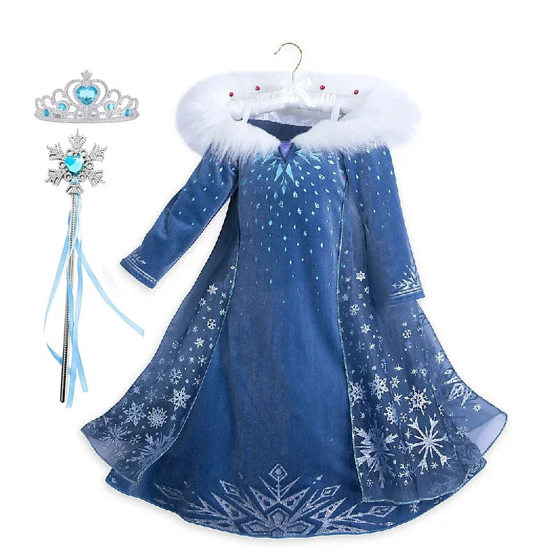 Girls Winter Snow Queen Princess Dress Costume