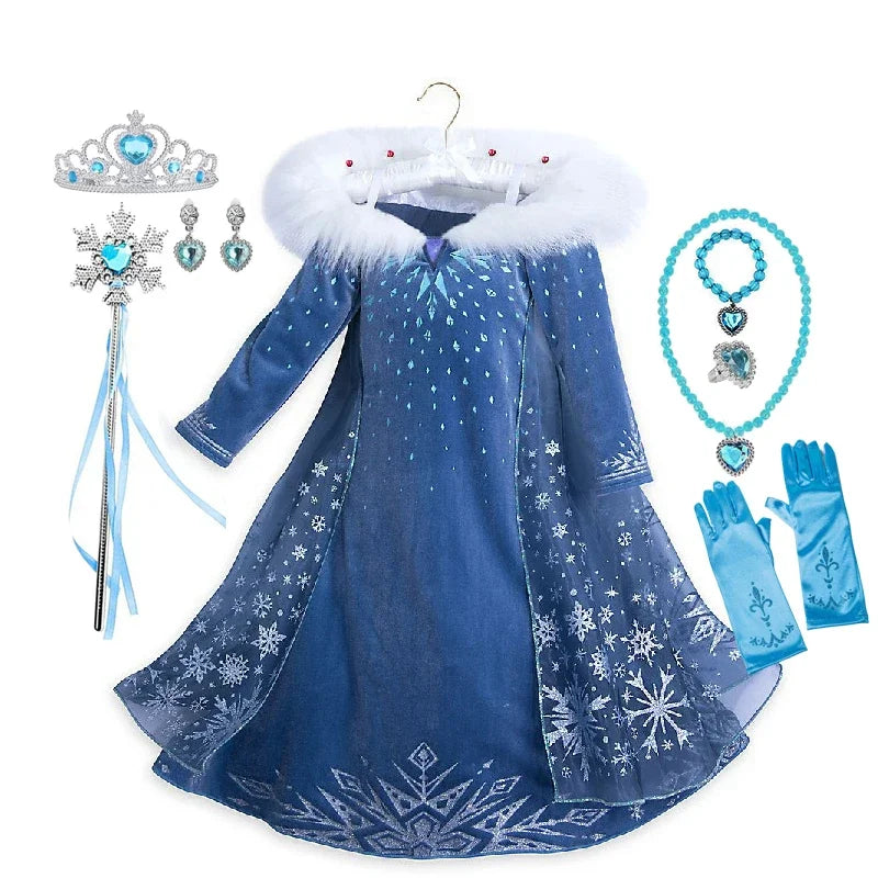 Girls Winter Snow Queen Princess Dress Costume