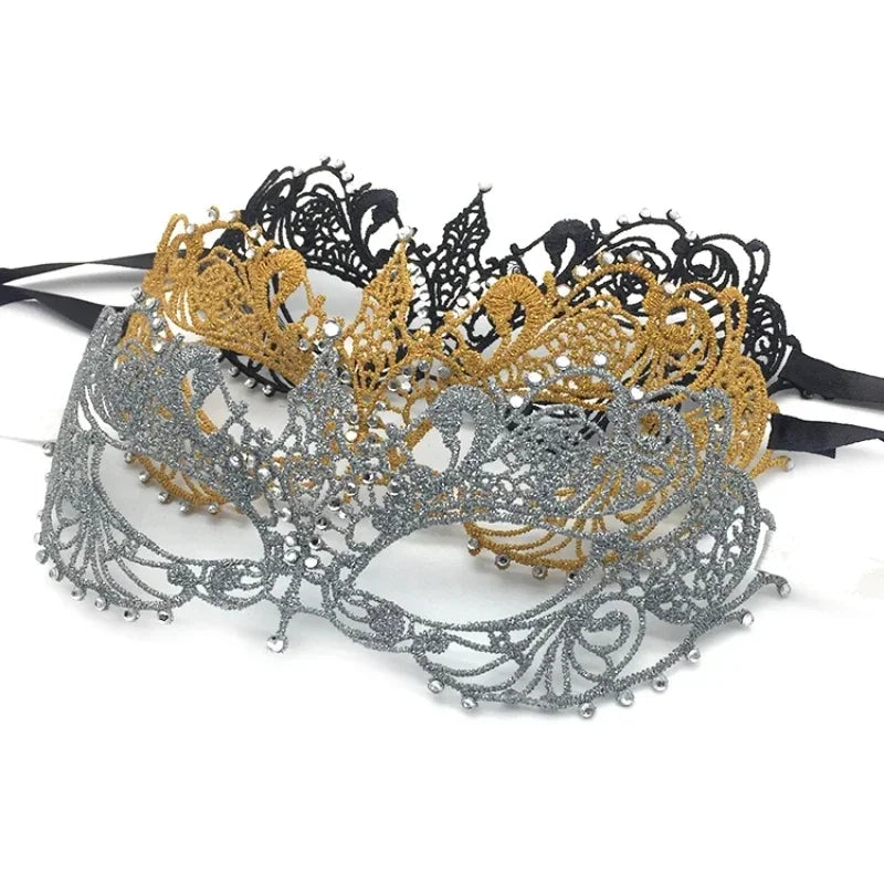 Gold Silver Lace Masquerade Eye Mask for Costume Parties