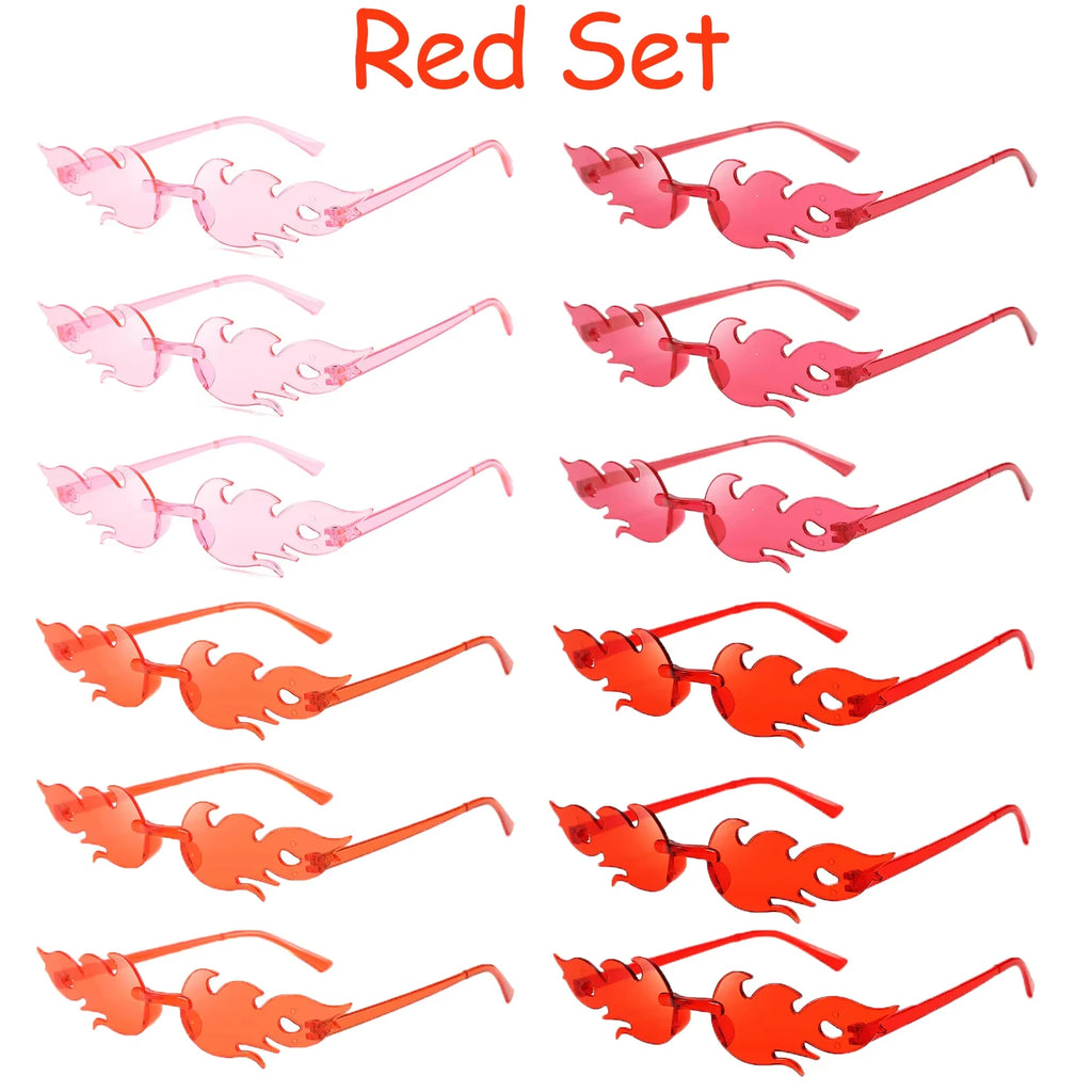 12-120 Pcs Red Fire Flame Glasses Fire Shape Sunglasses Fire Sunglasses Party Decor for Summer Shower Wedding Halloween Cosplay
