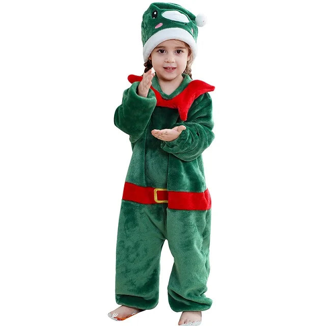 MICHLEY Christmas Baby Rompers Flannel Cosplay Toddler Infant Cute Clothes Overall Bodysuits Jumpsuit Costume For Girls Boys Kid