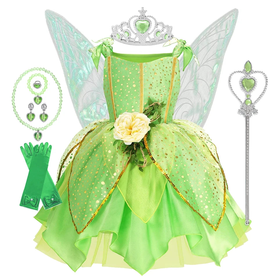 Girls Flower Fairy Princess Dress Costume for Summer Parties