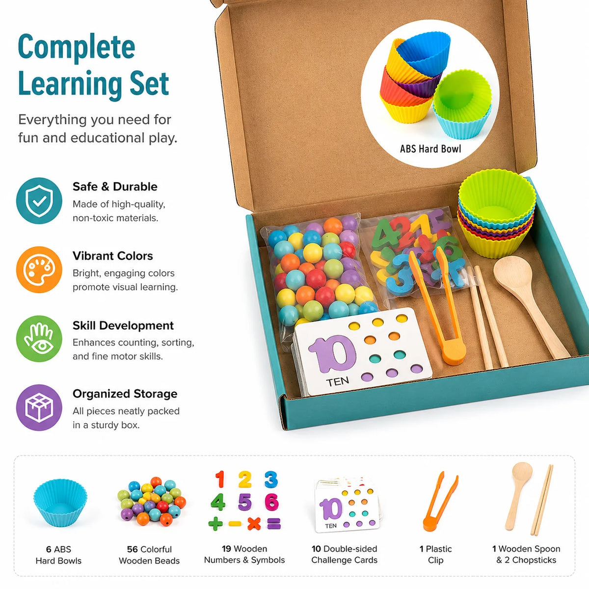 Montessori Math Teaching Aids for Children Baby Number Cognition Arithmetic Matching Educational Early Education Toys