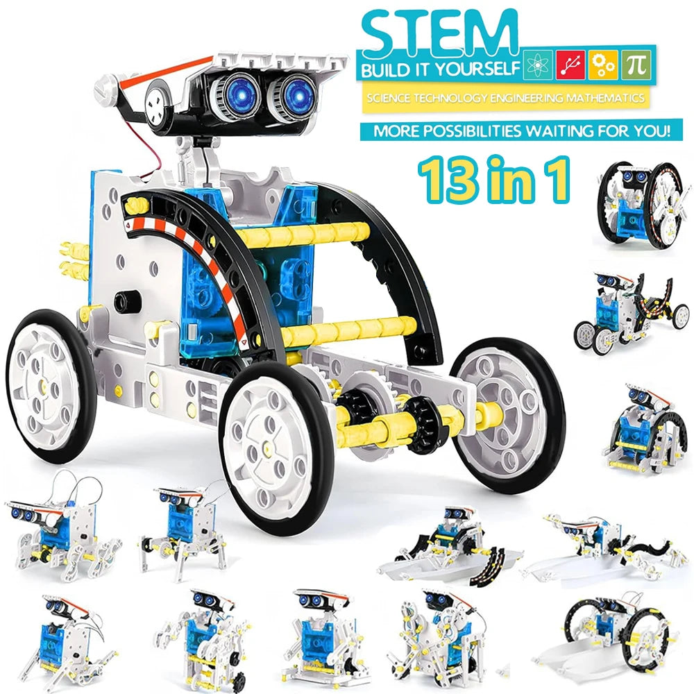 Newest 13 in 1 Solar Robot Kit  STEM Educational Toy DIY Science Experiment Technological Gadgets Electric Solar Robots for Kids