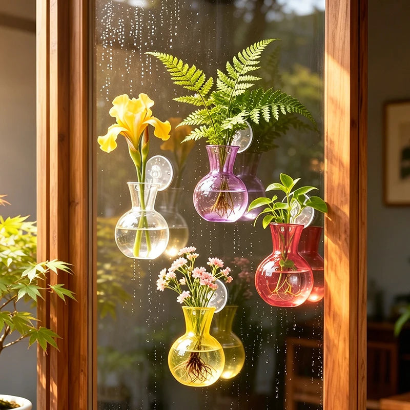 Creative Semi Circular Class Wall Mounted Vase Flower Plate Plant Hydroponic Aquarium Wall Fish Tank Aquarium Home Decoration