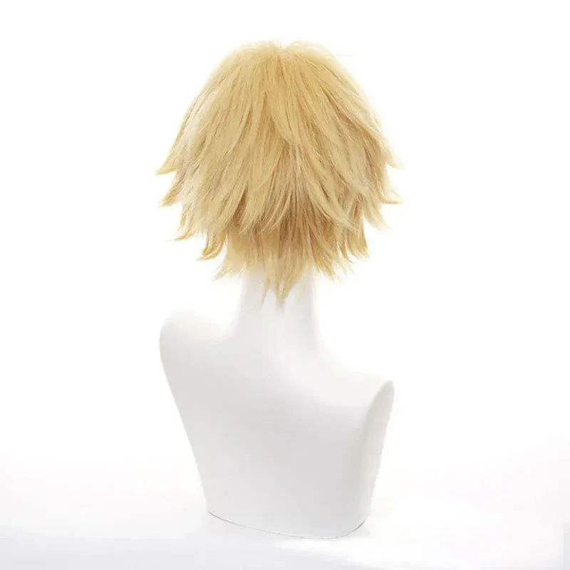 Blonde Short Fluffy Spiky Synthetic Wig Heat Resistant Anime Cosplay Hair Wig For Men Halloween Party Role Play Daily Headwear