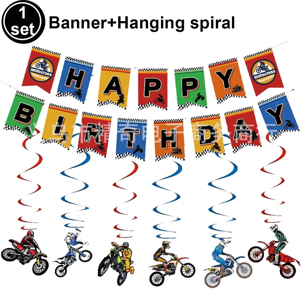 Motorcycle 2 3rd Birthday Party Decorations Motor Helmet Balloon Set Cake Toppers Banner Man Boys Motocross Sport Party Supplies