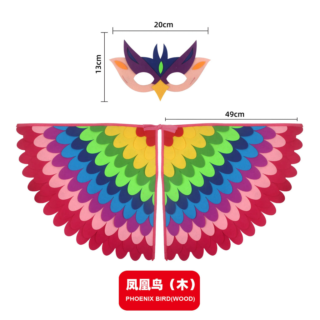 Bird Wings and Mask Costume Cape for Performances