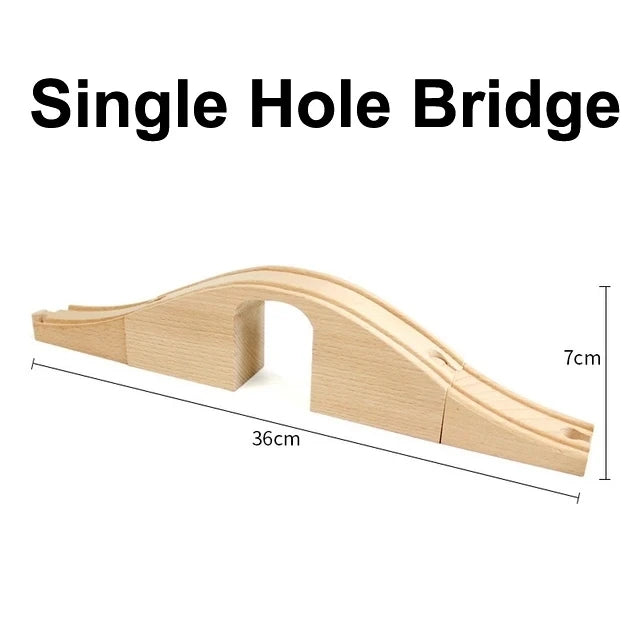 All Kinds of Wooden Train Tracks Accessories Beech Wood Railway Tracks Wooden Bridge Tunnel Fit for Wood Tracks Toys