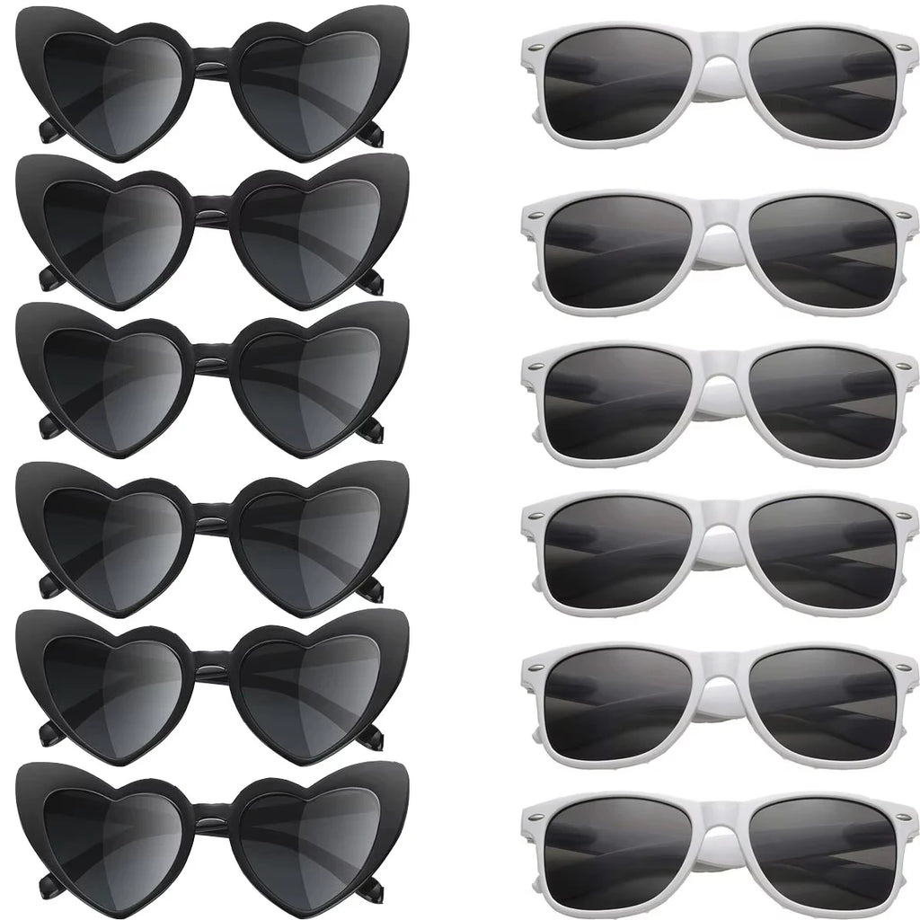 12-120Pcs Wedding Heart Sunglasses with Pen Personalised Heart Glasses Bachelorette Party Sunglasses for Wedding Party Favors