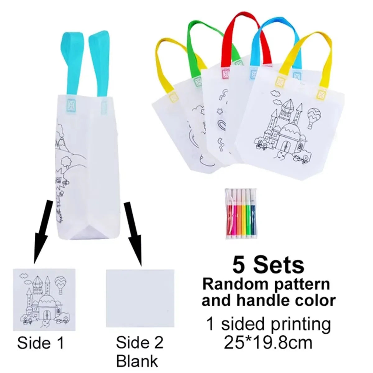 DIY Graffiti Bags with Coloring Marker Painting Non-Woven Gift Bags For Kids Arts Crafts Color Filling Drawing Toys For Boy Girl