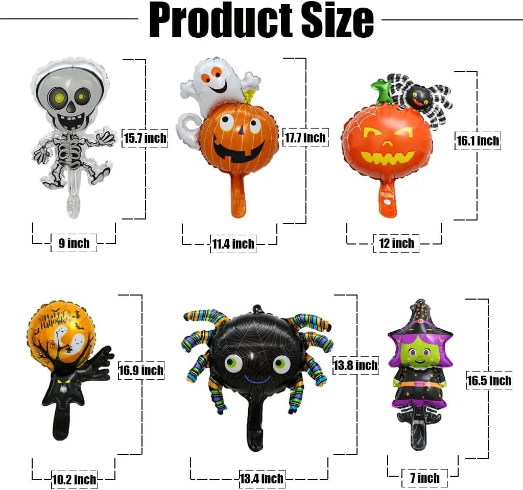 12pcs Halloween Mini Pumpkin Ghost Balloons Bat Spider Witch Monster Head Foil Balloon Globos Halloween Party Supplies