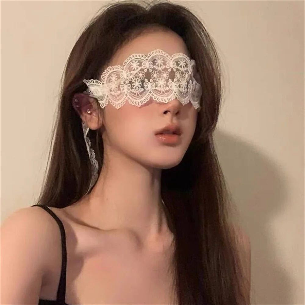 Black Lace Blindfold Eye Mask Set for Masquerade Parties