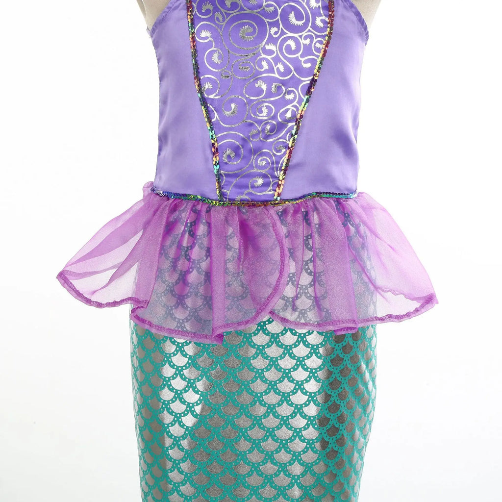 2026 Halloween Kid Purple Mermaid Dress Princess Perform Clothes Baby Girl Birthday Party Christmas Cosplay Dress Suit for Girls
