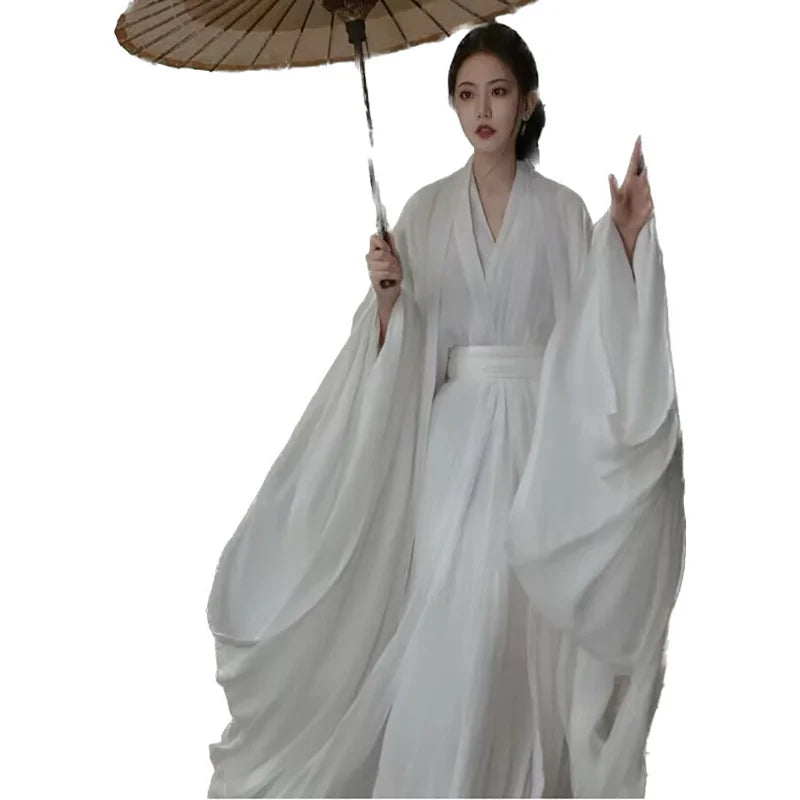 White Hanfu-Inspired Cosplay Dress for Women