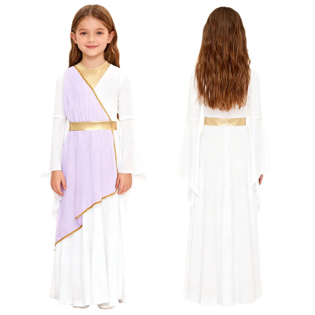 Girls Ancient Greek Goddess Toga Costume for Halloween