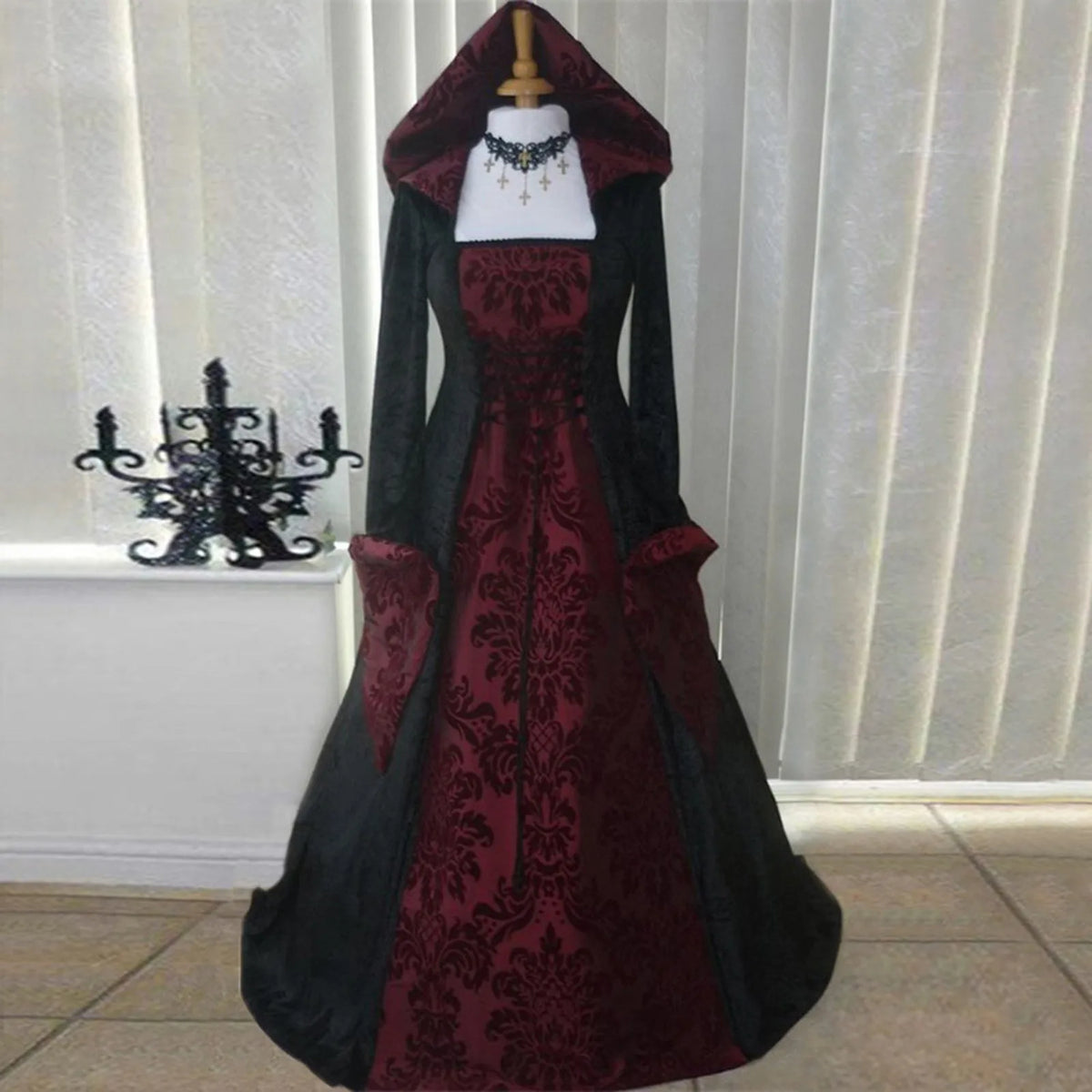 Plus Size Gothic Witch Medieval Dress Halloween Costume