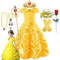 Girls Yellow Princess Dress Halloween Costume for Kids