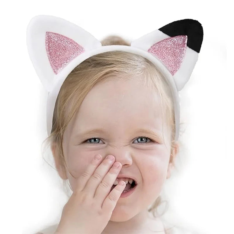 Girls Glitter Cat Ear Headband for Halloween and Dress Up