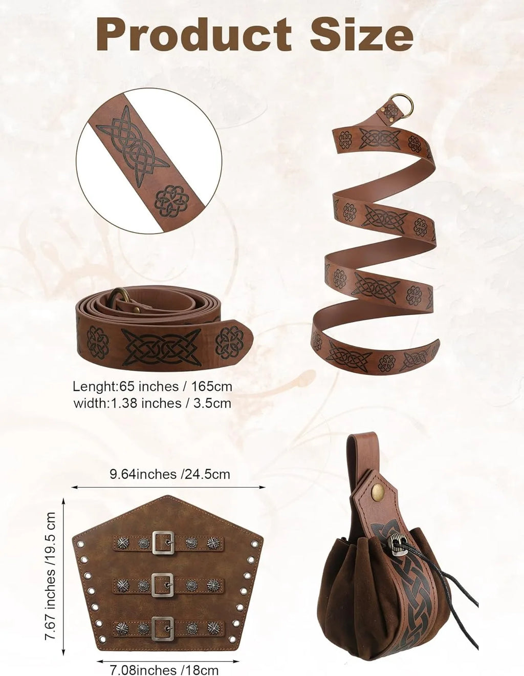 Men’s Renaissance Medieval Costume Set with Vest & Belt
