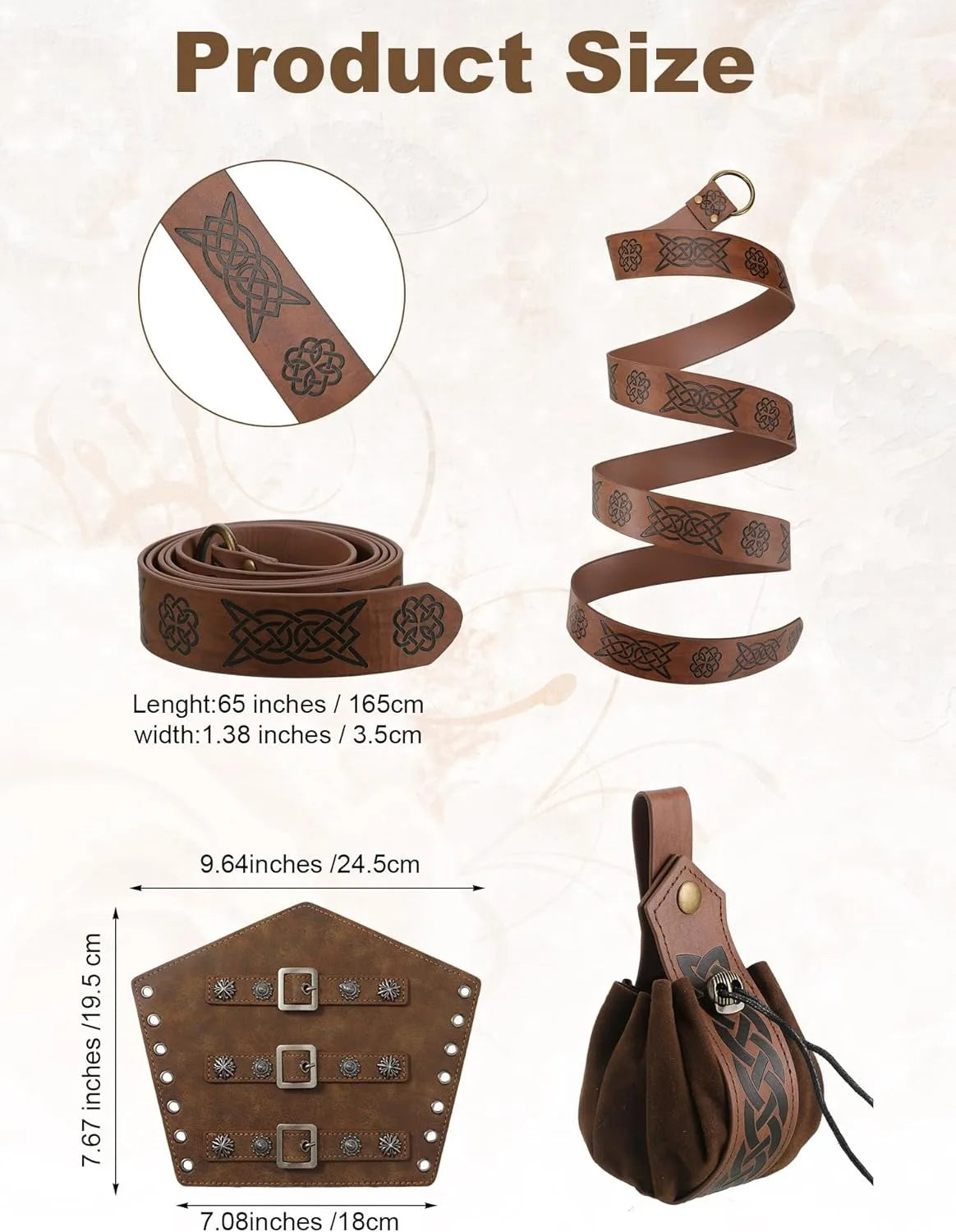 Men’s Renaissance Medieval Costume Set with Vest & Belt