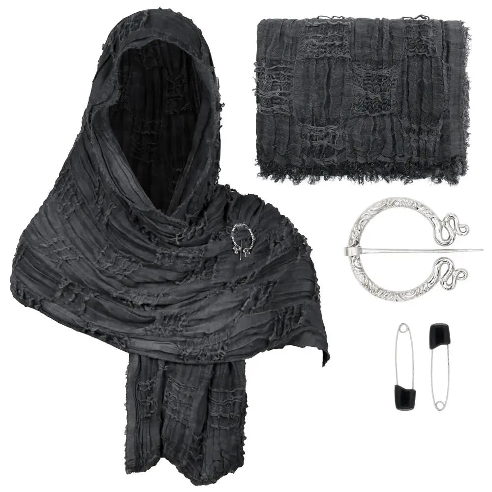 Medieval Hooded Cloak Shawl for Renaissance & Halloween Cosplay
