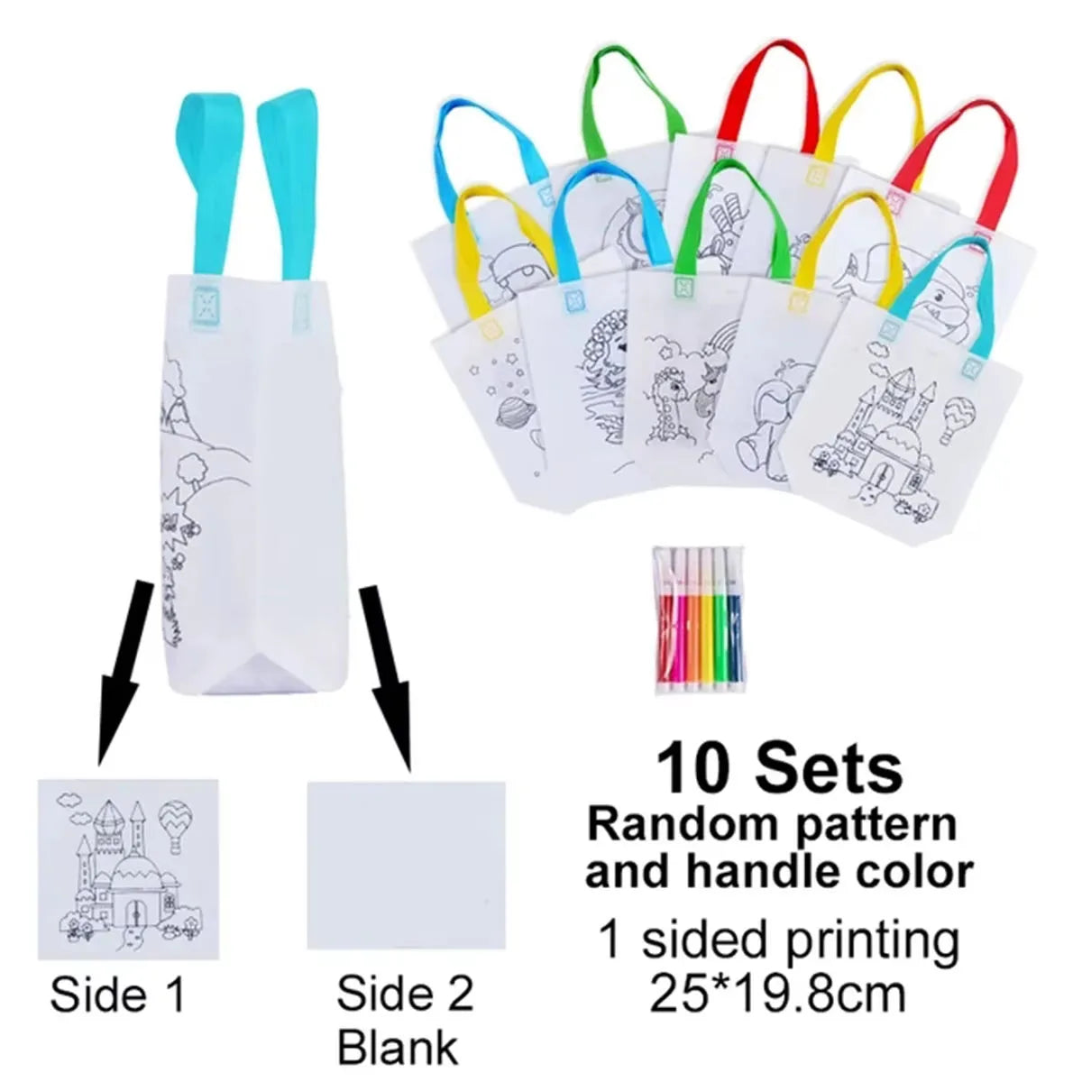DIY Graffiti Bags with Coloring Marker Painting Non-Woven Gift Bags For Kids Arts Crafts Color Filling Drawing Toys For Boy Girl