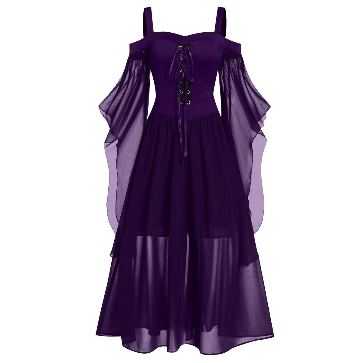 Plus Size Gothic Halloween Dress with Butterfly Sleeves