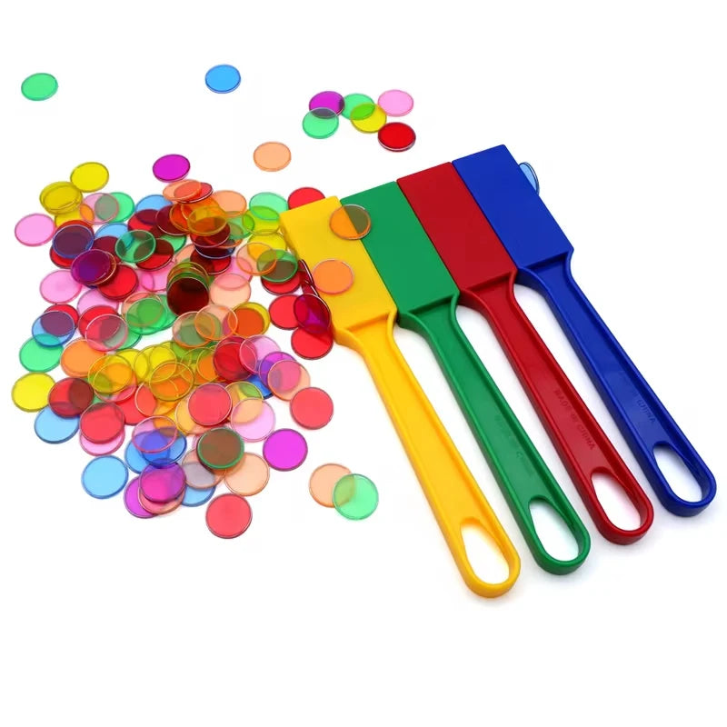 Montessori Bingo Magnetic Chips With Wand Set Game Counting Color Sorting Teaching Aids Science Educational Toy for Children Kid
