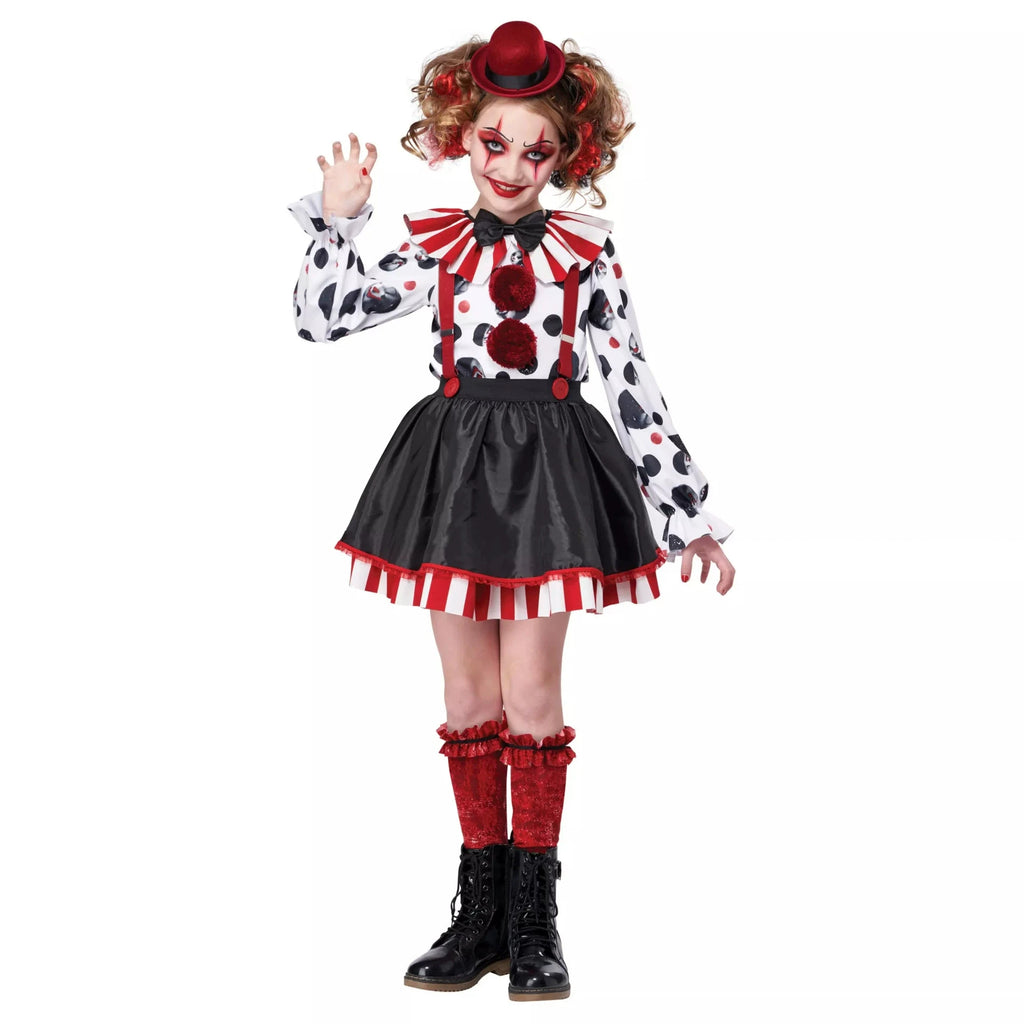 Girls Harlequin Clown Jester Costume 4–10 Years