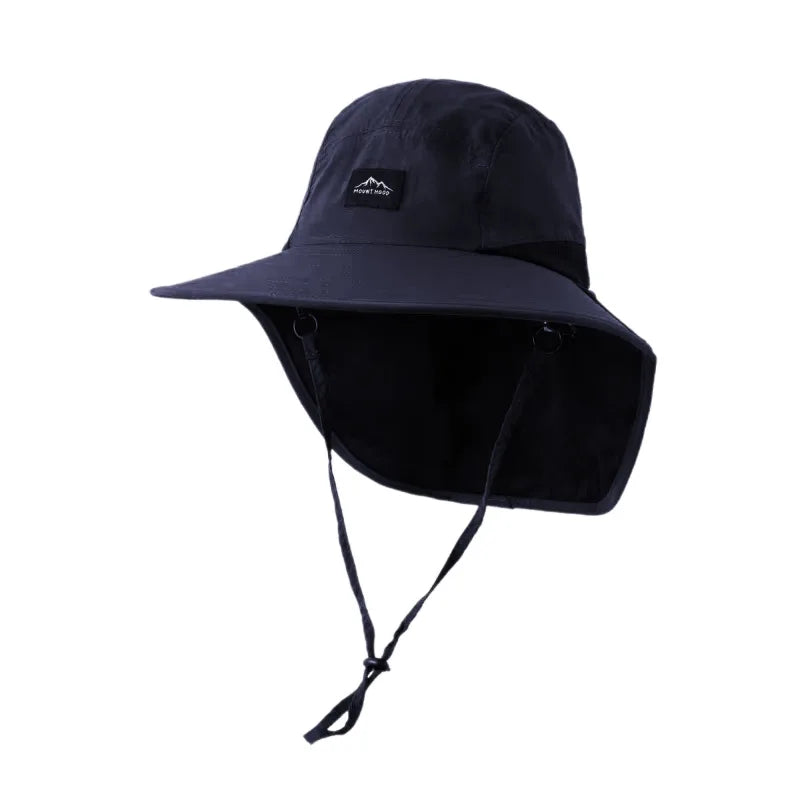 Unisex Wide Brim Sun Hat with Neck Flap & Mesh Panels
