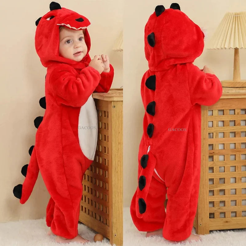 Baby Dinosaur Hooded Romper Costume for Halloween & Winter