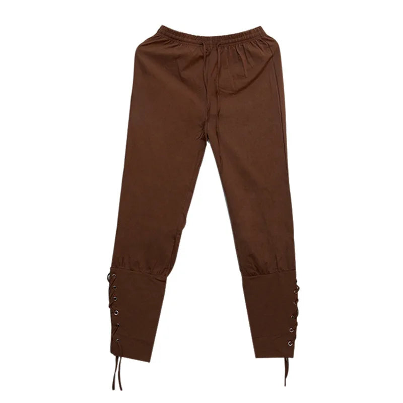 Medieval Pirate Renaissance Pants Lace-Up Costume Trousers