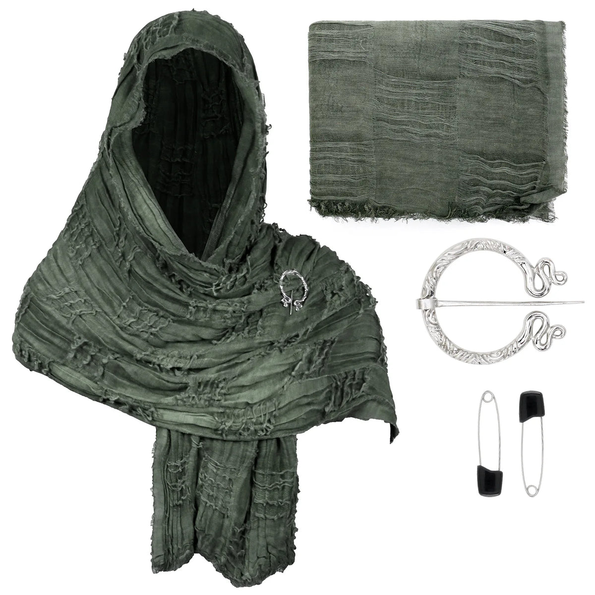 Medieval Hooded Cloak Shawl for Renaissance & Halloween Cosplay