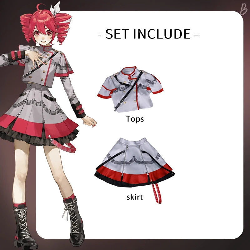 Women’s Red Anime-Inspired Cosplay Uniform Costume