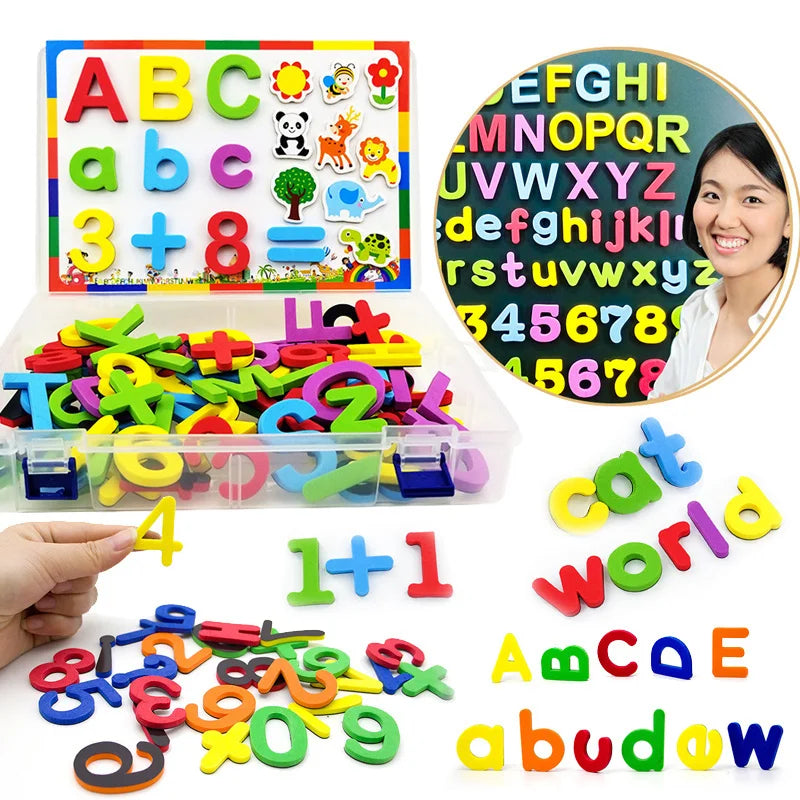 24-76pcs EVA Foam Magnetic Alphabet Letters Learning Spelling Counting Set Refrigerator Stickers Educational Toys For Kids