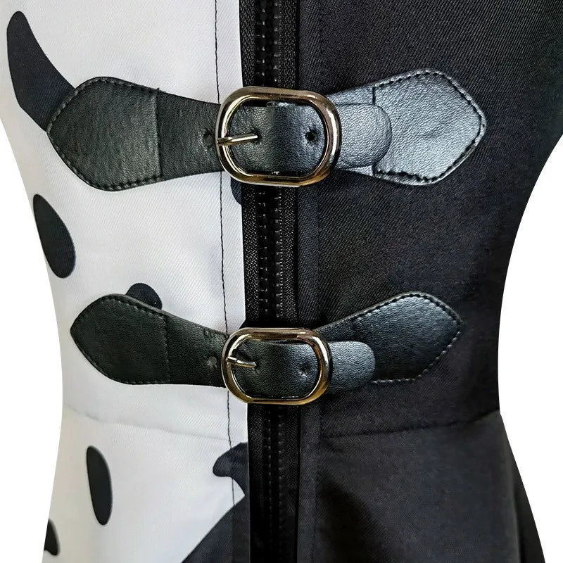 Girls Black & White Dalmatian Print Jumpsuit Costume