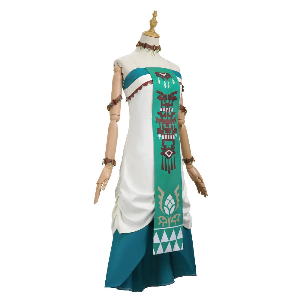 Fantasy Princess Cosplay Dress with Wig & Headdress Set