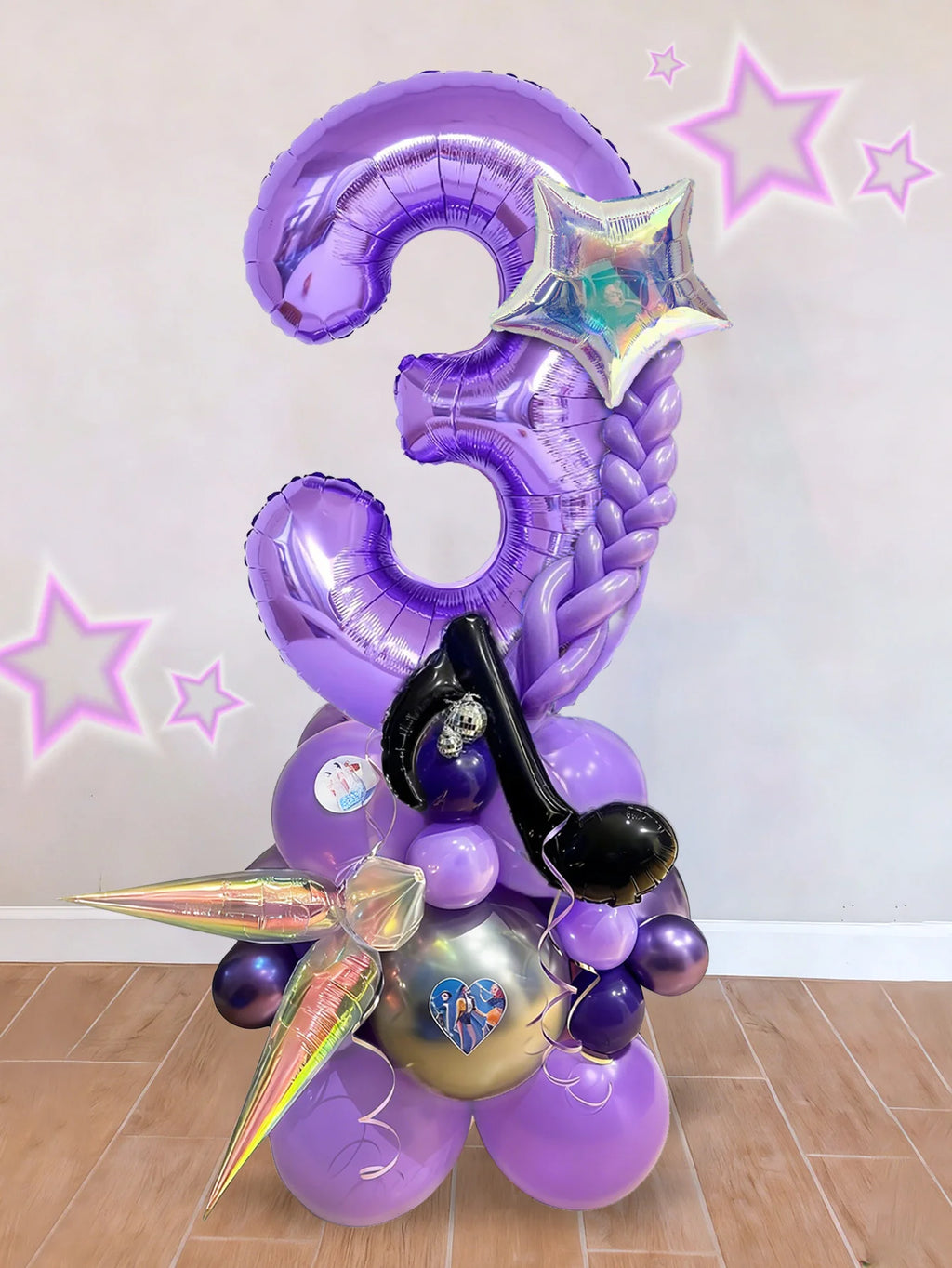 33pc Kpop Music-Themed Birthday balloon Pillar Set, Suitable for K-Pop Music-Themed Birthday Party Decorations and Disco-Themed