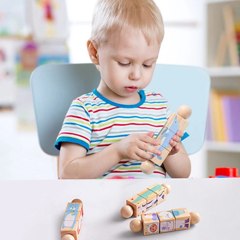 Baby Wooden Rotating Jigsaw Puzzle Hand Bell Toy Baby Mobile Musical Rattle Toy Montessori Puzzle Game For Babies Newbaby Gift