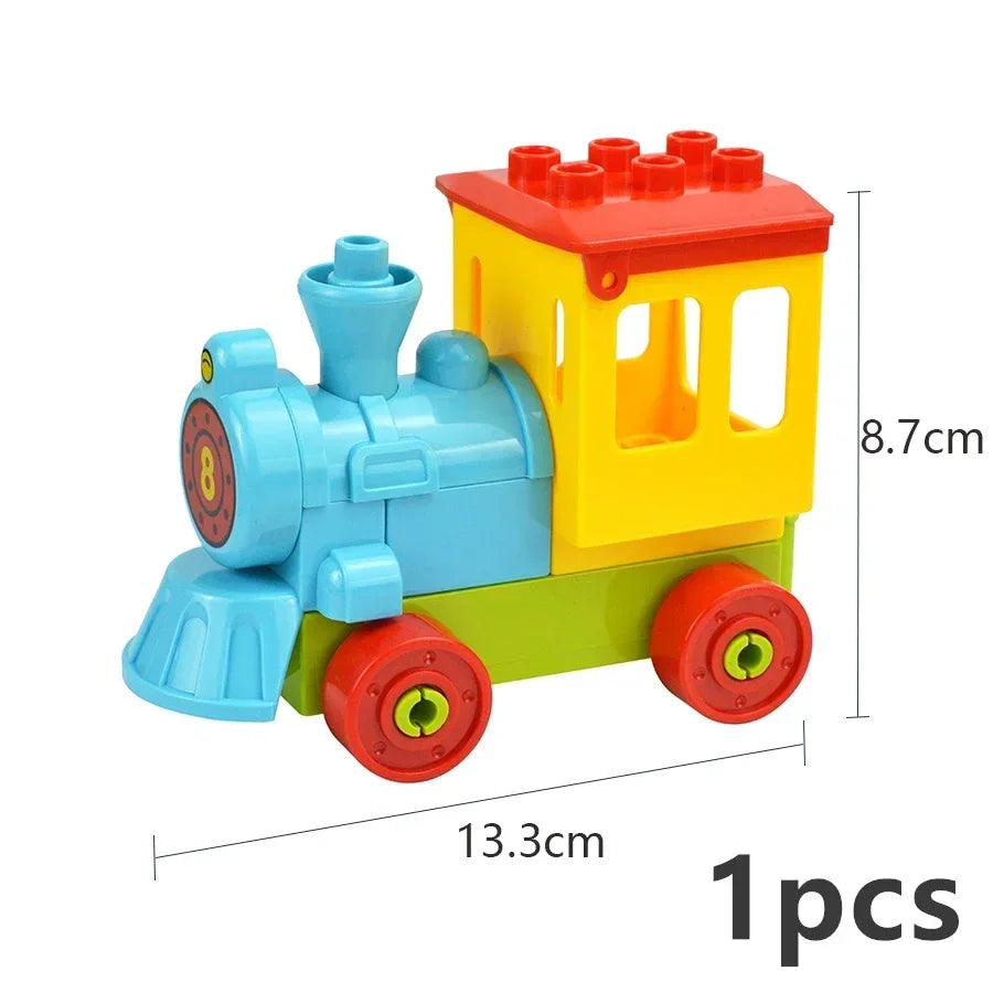 City View Large Building Bricks Wheel Bridge Big Size Track Bricks Train Straight Curved Switch Railway Compatible Duploes Toys
