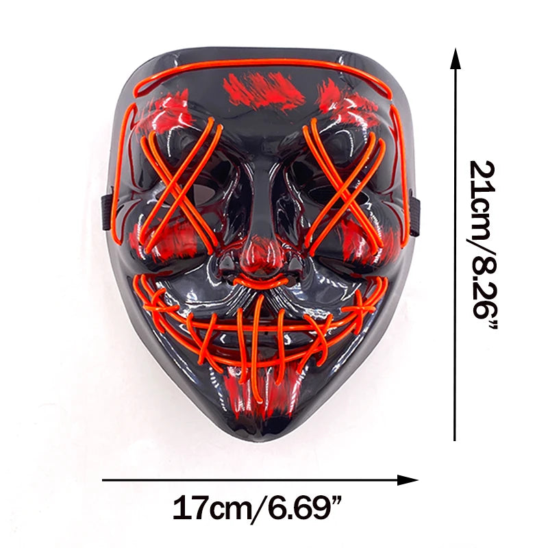 Wireless Neon LED Horror Mask for Halloween Cosplay