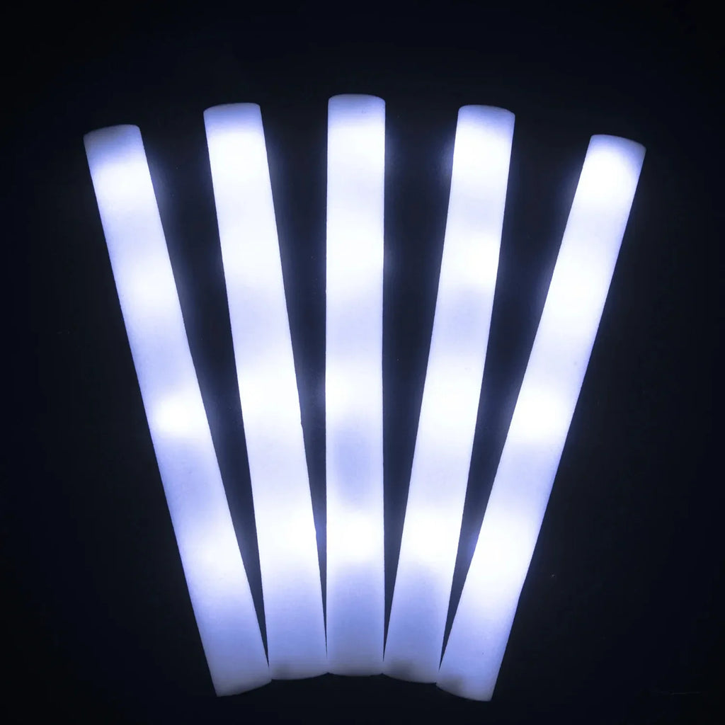 10/20pcs White LED Foam Sticks Light Up Batons Foam Glow Sticks 48cm With 3 Modes Flashing Glow in the Dark Party Supplies